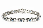 $395 .925 Sterling Silver 1.50CT Natural Round Cut Blue Topaz X-Style Bracelet