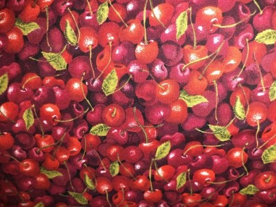 Red Cherries Fabric Makover UK Cotton 25 x 42 Inches