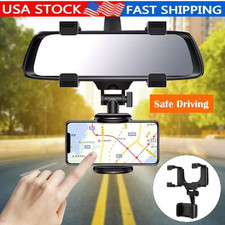 Universal 360 Rotation Car Rear View Mirror Mount Stand GPS Cell Phone Holder US