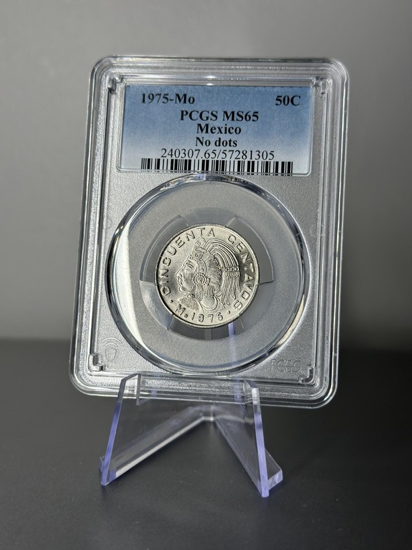1975 Mo Mexico 50 Centavos PCGS MS65 No Dots Cuauhtémoc KM# 452