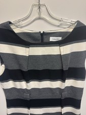 Calvin Klein Short Sleeve Gray Striped Dress Size 10