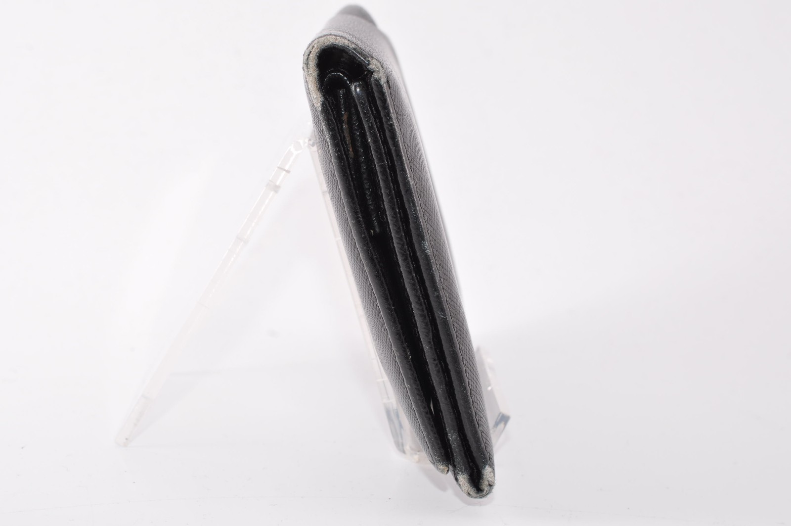 PRADA Triangular Logo Tri-Fold Wallet Saffiano Le… - image 5