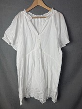 NWT Old Navy Mini Dress L Large White Eyelet Button Sleeve Beachy Coastal