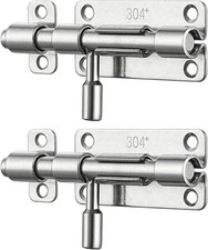 Door Latch Lock Barrel Bolt 4 Inch, 304 Stainless Steel Slide Gate Latches Secur