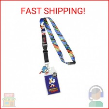 Sonic The Hedgehog Lanyard ID Badge Holder Classic Video Game Design w/Rubber Ch