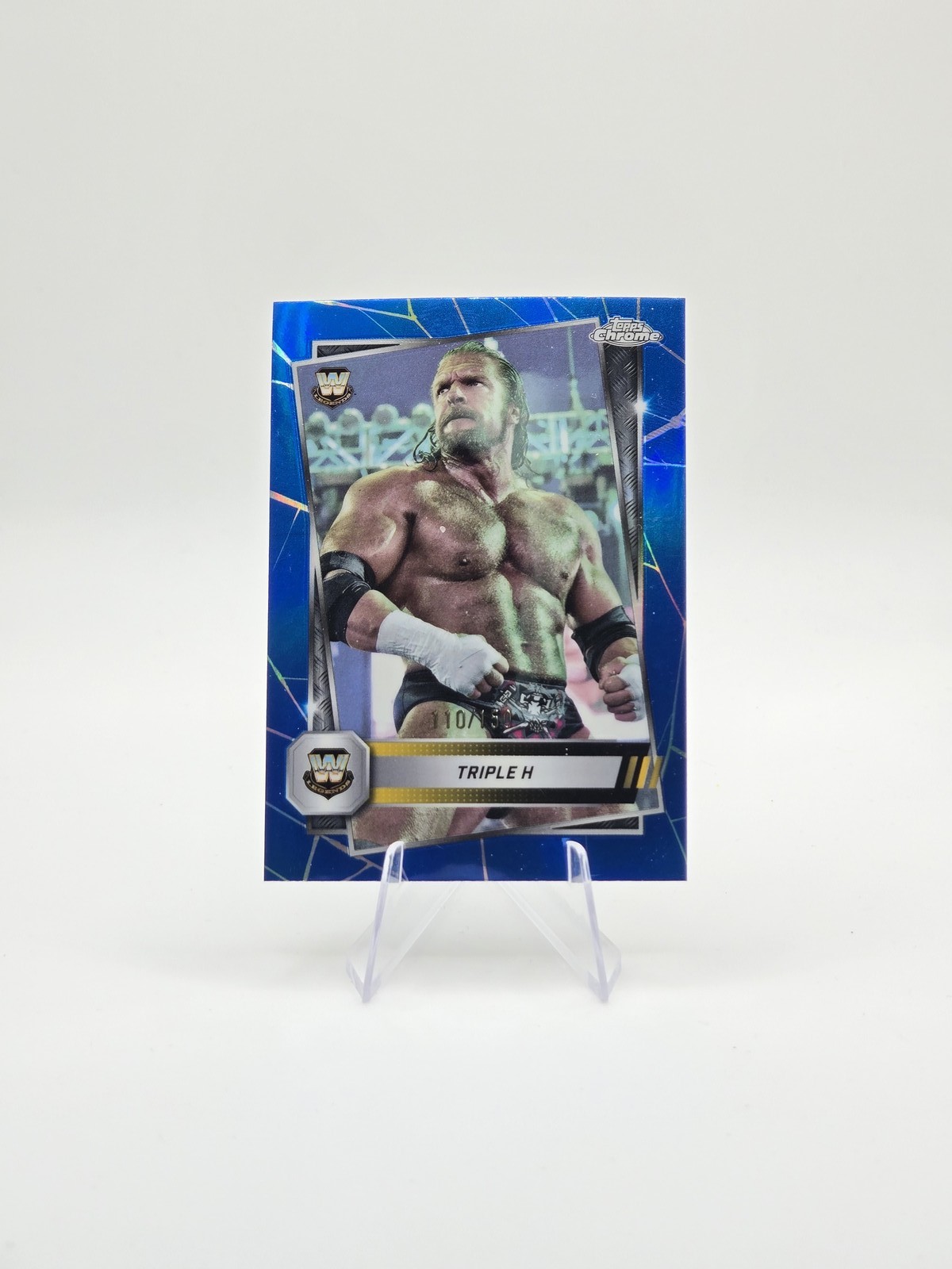 Triple H 2025 Topps Chrome WWE Blue Refractor SP #/150 #22