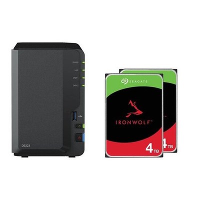Synology DiskStation DS223 2 Einschübe NAS-Server Leergehäuse + 8TB (2x 4TB)