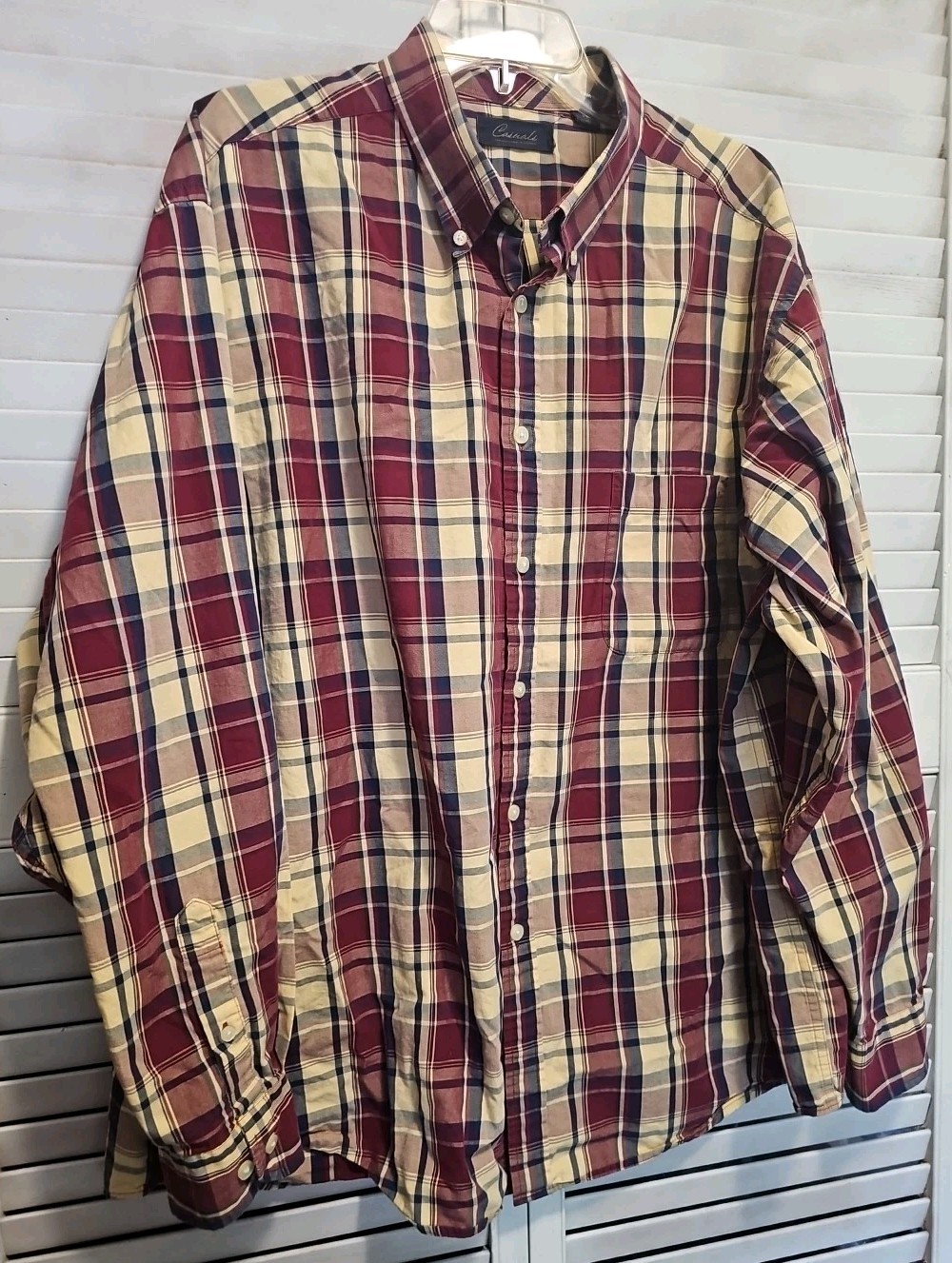 Roundtree And Yorke Casuals Mens XXL Plaid Long Sleeve Shirt