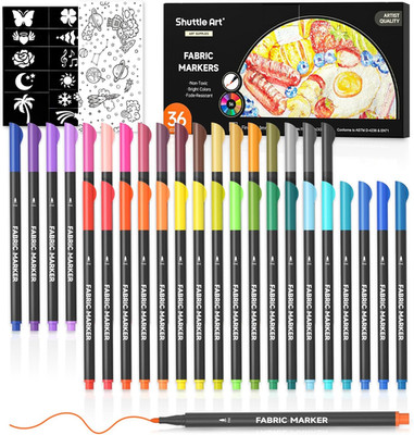 Shuttle Art 36 Colors Fabric Markers, Permanent Shirt Markers for Clothes Sneake
