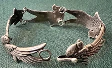 LOS CASTILLO MEXICO STERLING DOVES BIRDS BRACELET 522 MARGOT DE TAXCO DESIGN 7”