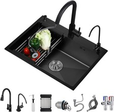 Workstation Kitchen Sink Black 19.7