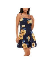 B DARLIN Womens Navy Tie-back Spaghetti Strap Mini Dress 56