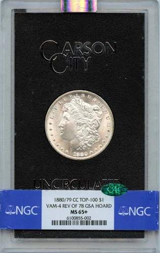 1880/79-CC TOP-100 Morgan Dollar VAM-4 REV/ 78 GSA HOARD S$1 NGC MS65+ (CAC)