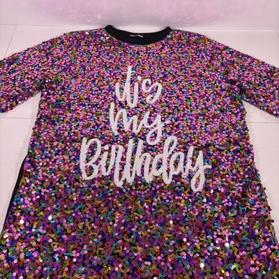 WHY Sequin Rainbow It's My Birthday Party Dress One Size | eBay