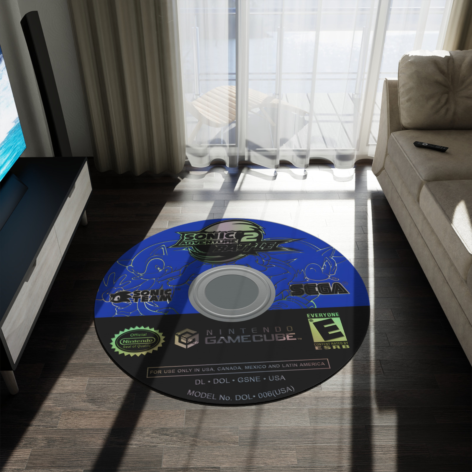 Sonic Adventure 2 Battle Disc Rug CD Rug Video Game Room Decor Sega Sonic Game