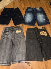 Lot of 4 Y2K Jorts Vintage Avirex Zeep Nautica Jnco Style 34-38 NWT
