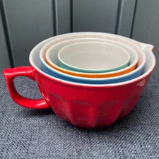 Nested Mixing Bowls 4-Piece Set Colorful Quality Stoneware Ships Free