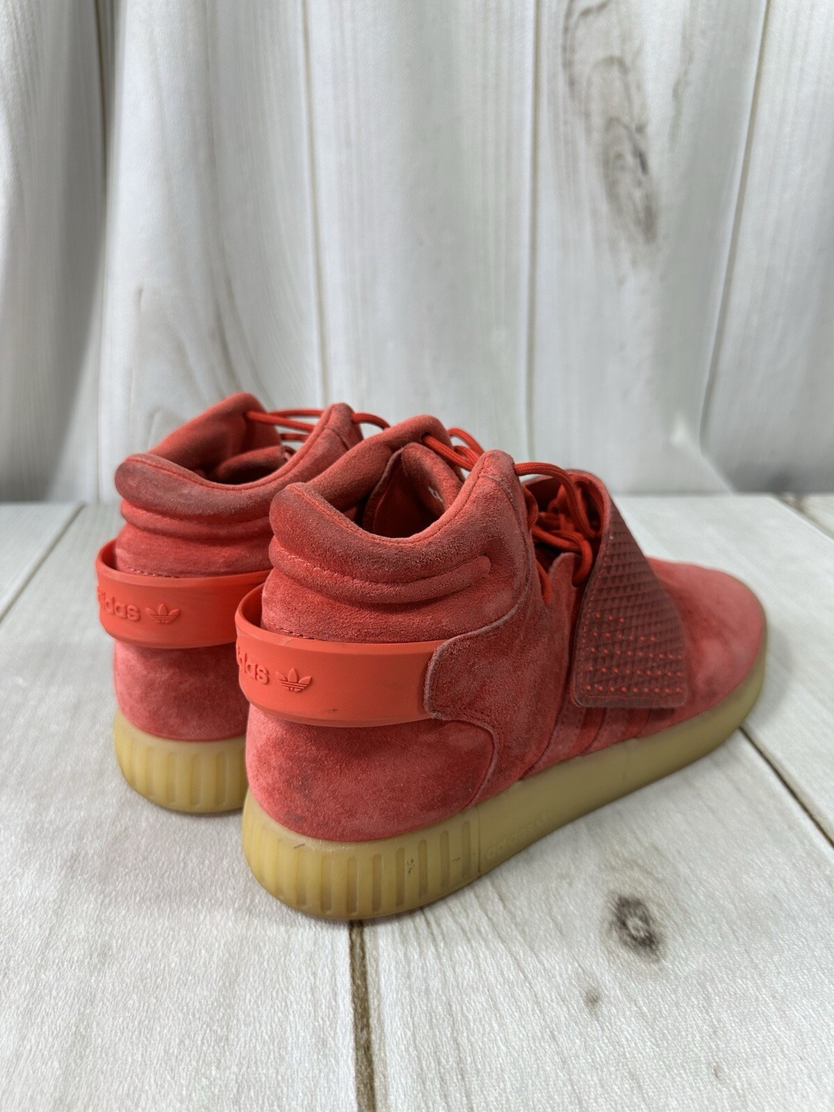 Adidas Tubular Mens 11.5  Invader Strap Sneakers Shoes Red  Gum Sole Athletic