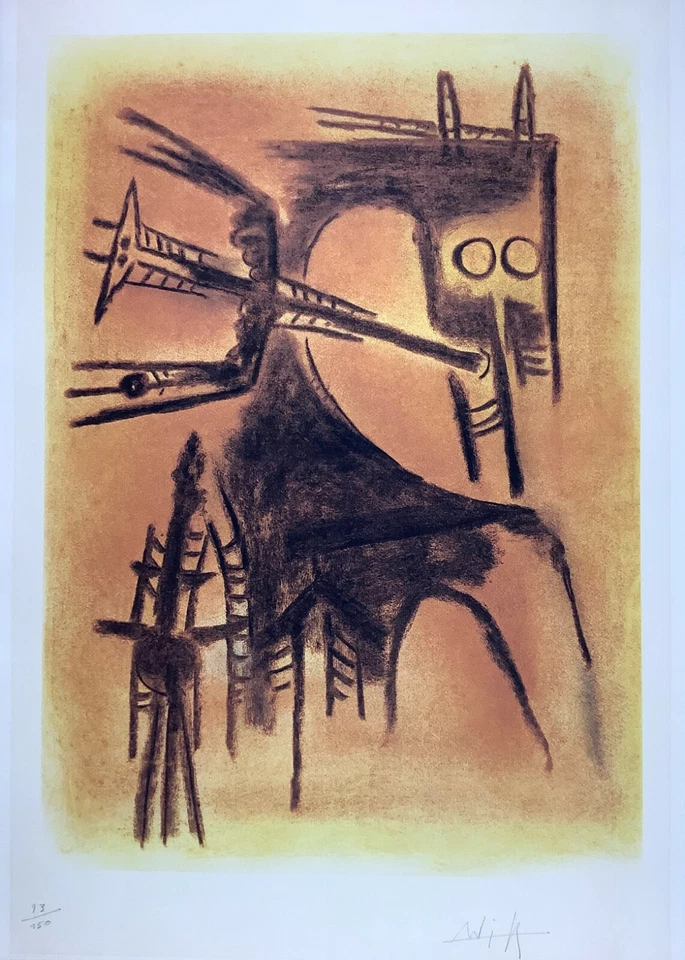 Wifredo Lam. Serigrafía. Sin título, ca 1978. Original firmado. Numerado. 25x35 pulgadas Foto 2 de 4
