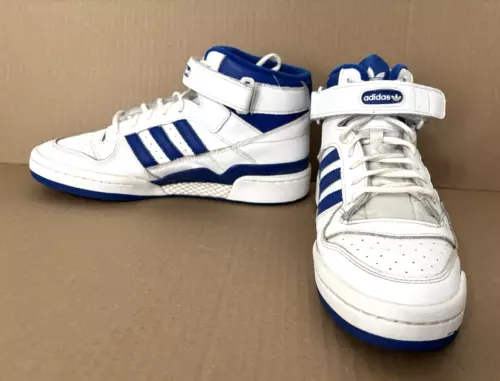adidas FY4976 Forum 3 Stripe Mid White Royal Blue Leather Sneakers -Size 10