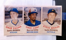 1977 HOSTESS unreleased 3 card panel black box DAVE PAGAN STEVE BRAUN CASH