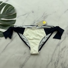 Boden Womens Legacy Bikini Swim Bottoms Size 12 New White Navy Blue Ties