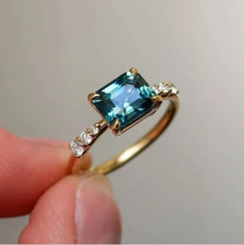 Teal Sapphire Ring-Silver Ring-Mother's Day gift- birthday gift For Her