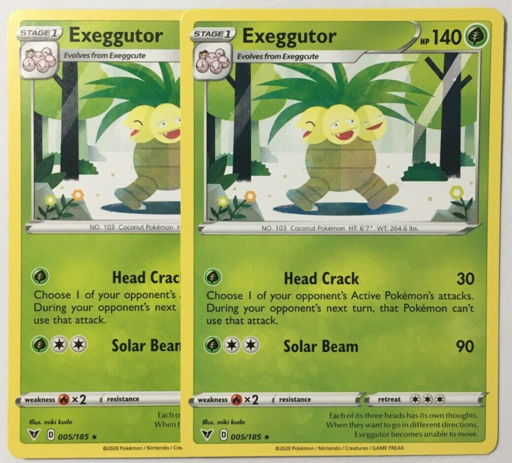 POKEMON 2X EXEGGUTOR 005/185 VIVID VOLTAGE RARE NEAR MINT