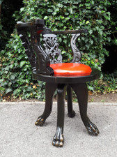 VICTORIAN EBONIZED CAPTAINS CHAIR