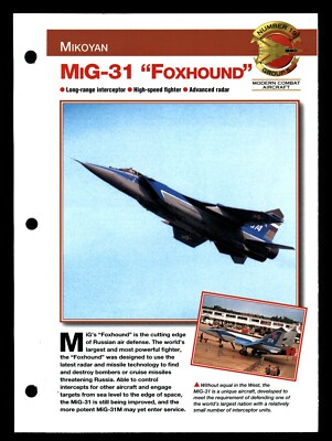 ''MiG-31 FOXHOUND'' Long Range Interceptor Aircraft of the World Spec Sheet 5.19