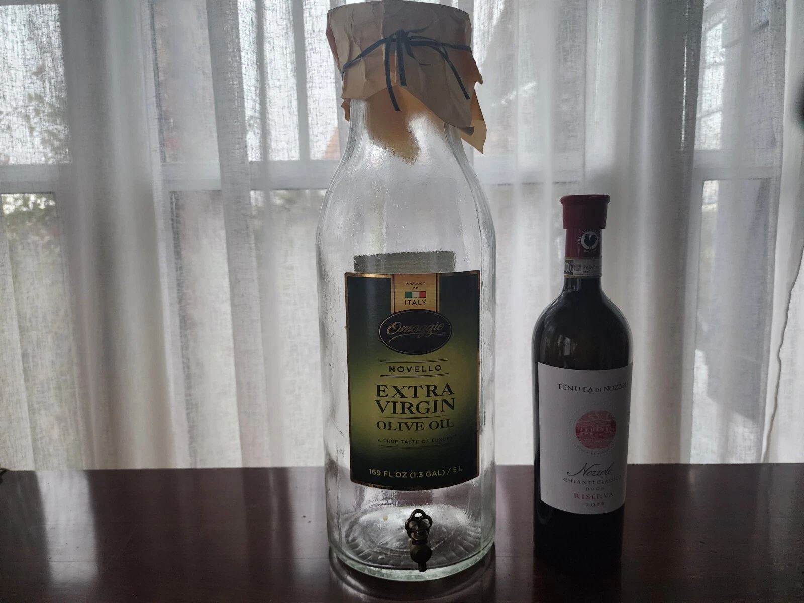 Large Olive Oil Dispenser 1.3 Gal Italy glass bottle Spigot