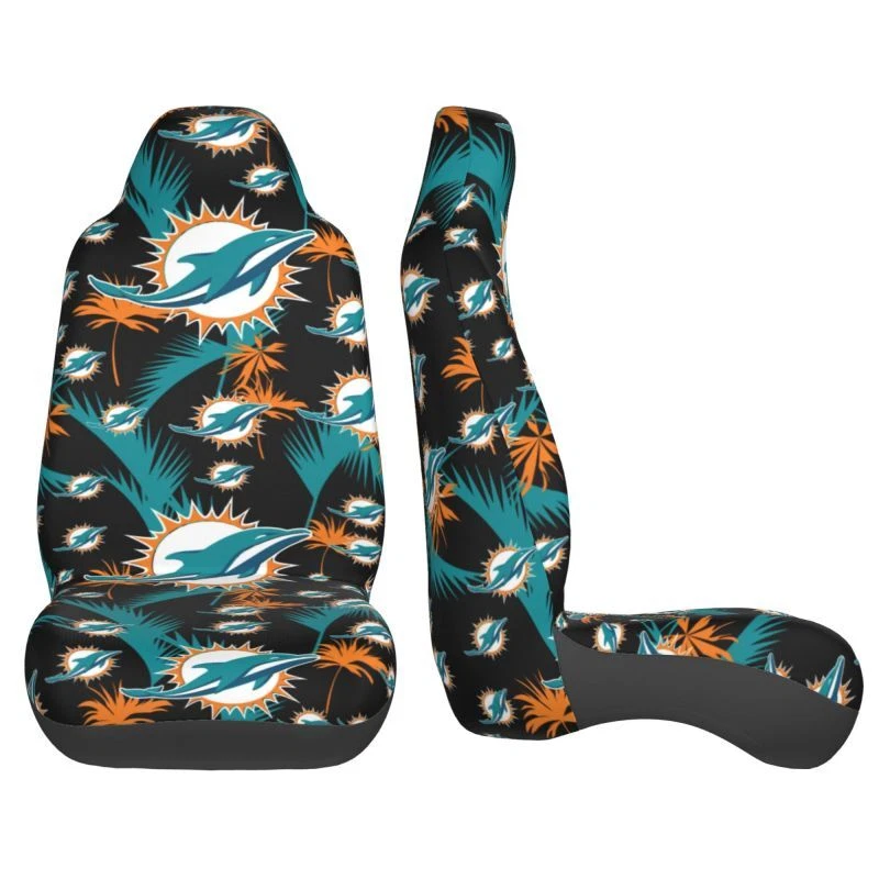 2pcs Miami Dolphins Elastic Car Seat Covers Hawaii Printed Seat Cover Soft