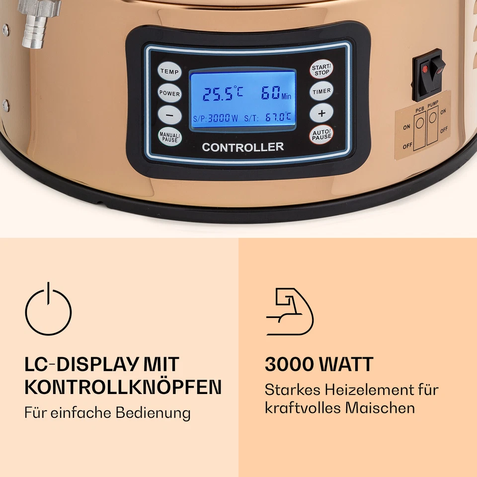 Brauanlage Maischekessel Set Edelstahl Brauerei Kessel LCD Display 2500 W 30 L - Bild 4 von 4