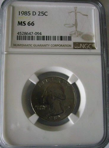 1985-D 25C Washington Quarter NGC MS66