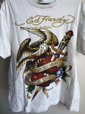 Ed Hardy By Christian Audigier  Studded Ed-Hardy Unisex Tshirt Reprint S-5XL