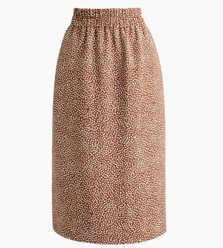 J. Crew Factory Brown & White Polka Dot Pull On Lined Skirt Sz XS