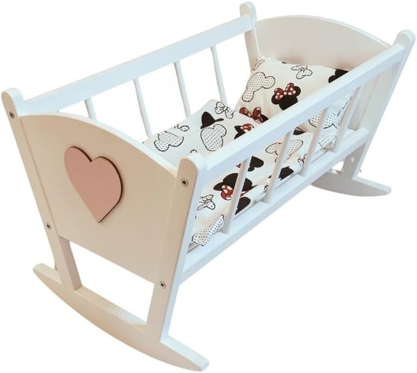 Goldkids - Puppenbett Holz - Baby Puppen Bett Puppenwiege Mit BettwäScheset-image