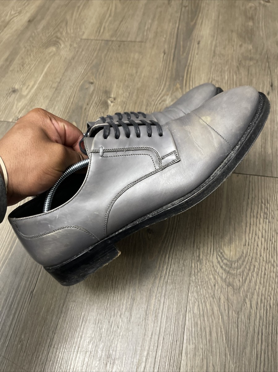 SALVATORE FERRAGAMO Sz 8 D Grey Leather Brogue Oxford Dress SALVATORE FERRAGAMO Sz 8 D Grey Leather Brogue Oxford Dress