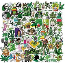 100Pcs Weed Stoners Stickers Pack Bulk Cool PVC Fun Marijuana Stickers for Adult
