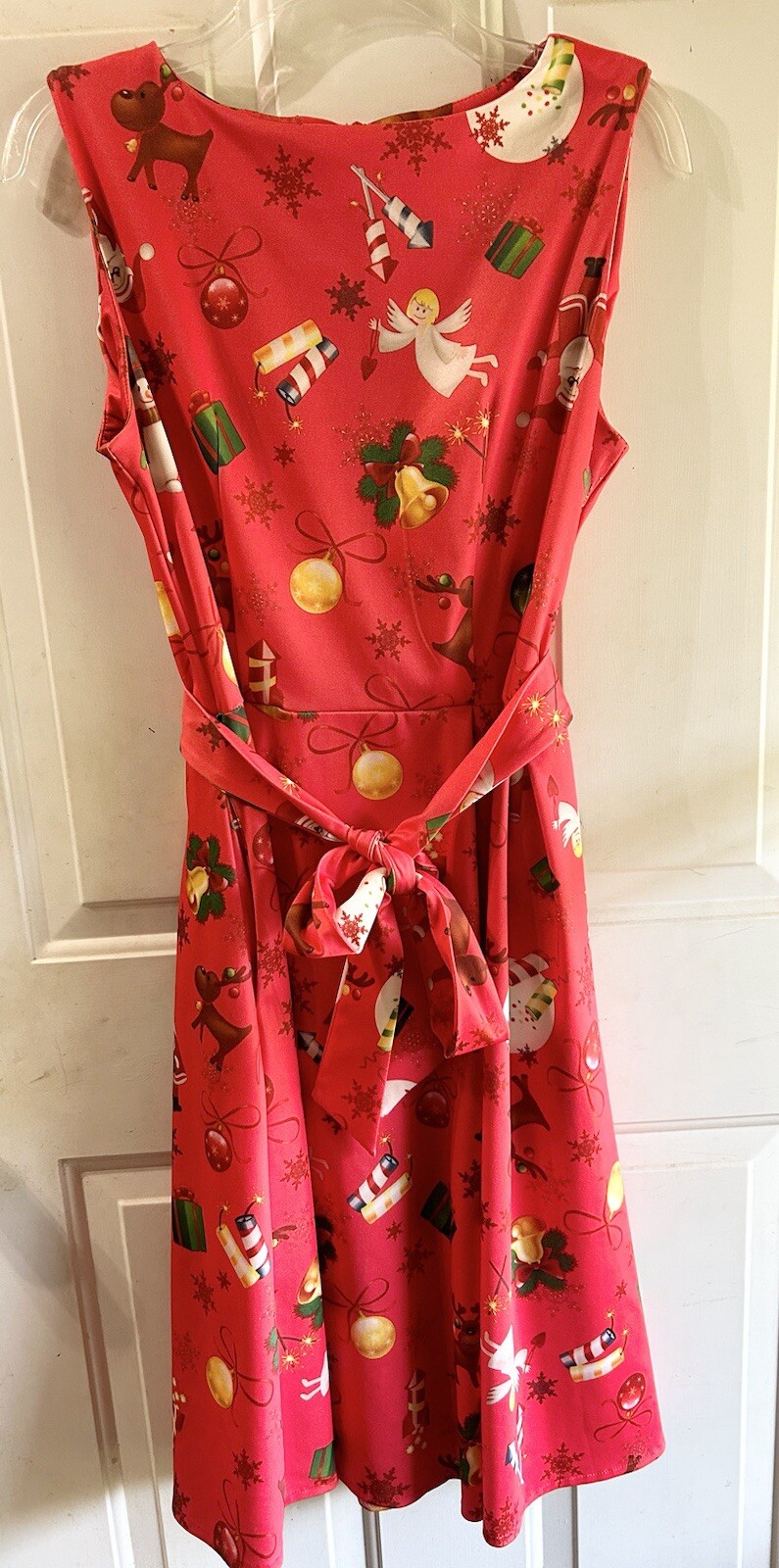 Ouges Christmas Cocktail Dress Women’s M Red Belt… - image 1