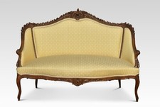 Elegant Walnut-Framed Two-Seater Settee | Classic Design & Craftsmanship