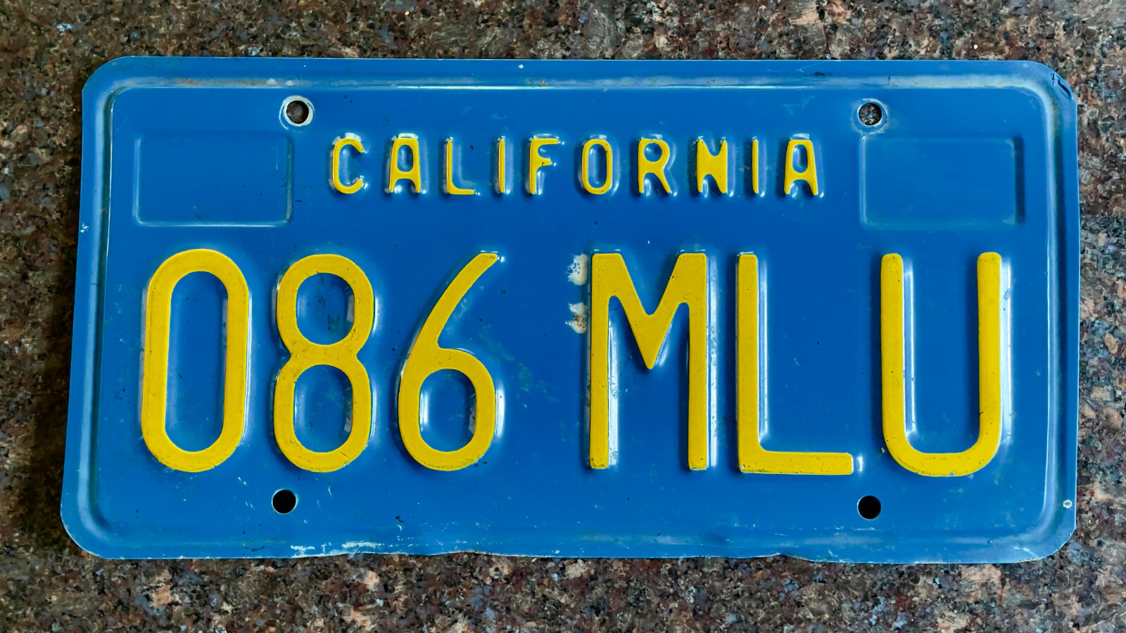 Vintage 1970's California Blue and Yellow License Plate Collector