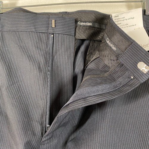 NWT Calvin Klein Men's Pants 36x34 Black Stripes Sits Below Waist Straight Leg - Picture 4 of 15