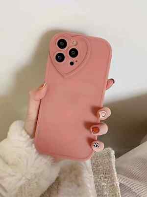 FOR APPLE IPHONE 12 13 Dusty Pink Heart Cute Camera Shockproof