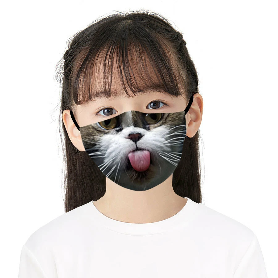 Adult/Kids Unisex Protective Facemasks Adjustable Cosplay Funny Cat Theme Masks - Image 4 of 4