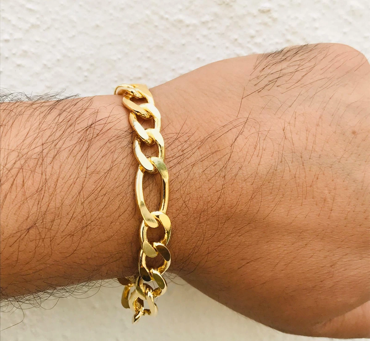 New 18K Gold Filled Men s Bracelet figaro link 7.5 Dainty Gold Filled Bracelet