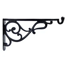 XL Heavy Duty Cast Iron Scrolls Plant Hanger Bracket Basket Hook Black 14 inch