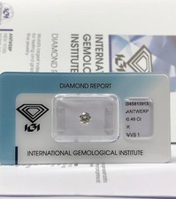 Diamant Blanc Naturel Certifié igi 0,49 CT Brillant Femme Affaire Rapaport
