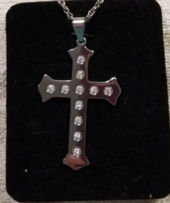 Collier Croix Vintage En Acier Inoxydable - Design - Occasion - Pour Femme