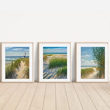Set of Monet-style Beach Coastal Seaside Art (A4 Sized)